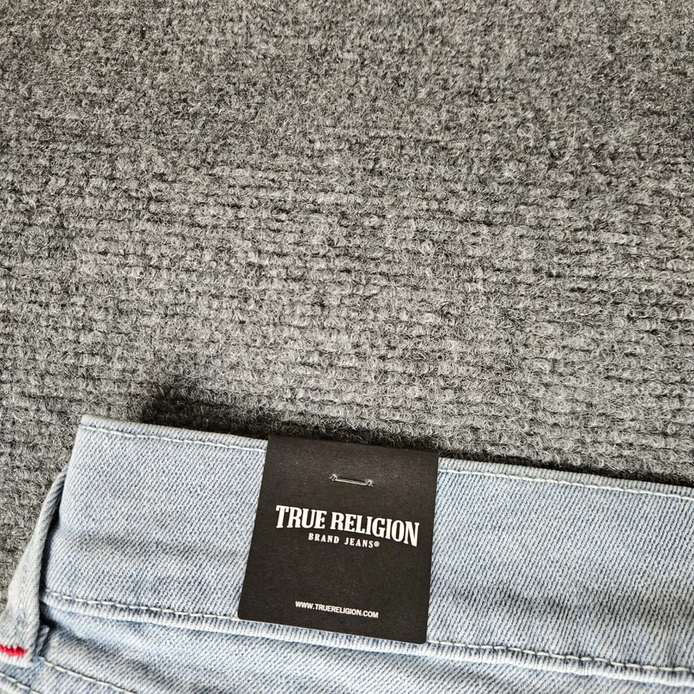 $184 True Religion Mens Geno Relaxed Slim Patch Jeans Light Journey Wash W34 L32